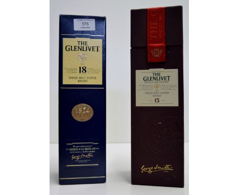 THE GLENLIVET 18 YEARS OLD SINGLE MALT SCOTCH WHISKY WITH PRESENTATION BOX - 70CL, 43% VOL & THE GLENLIVET 15 YEARS OLD FRENC