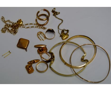 QUANTITY 9 CARAT SCRAP GOLD - TOTAL WEIGHT = APPROXIMATELY 21 GRAMS & QUANTITY UNMARKED YELLOW METAL ITEMS     