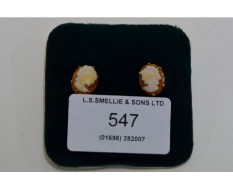 PAIR OF 9 CARAT GOLD MOUNTED CAMEO STUD EARRINGS     