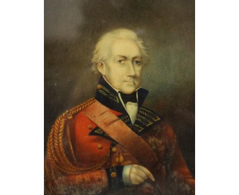 A print of Field Marshall Viscount Combermere (1758-1825), framed and glazed. 10 x 13 cm.