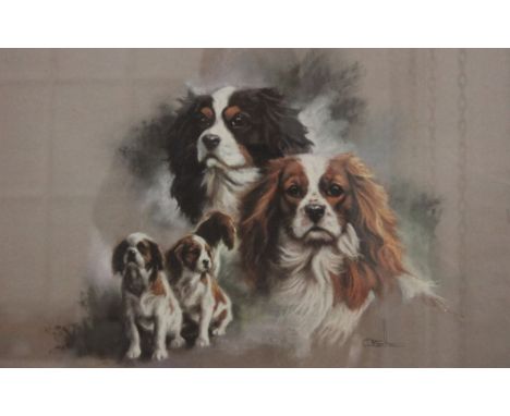 MICK CAWSTON (British), limited edition print of spaniels, signed in pencil to the margin, numbered 278/850, framed and glaze