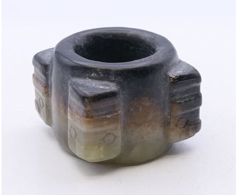 A jade archer's ring. 2.5 cm high.