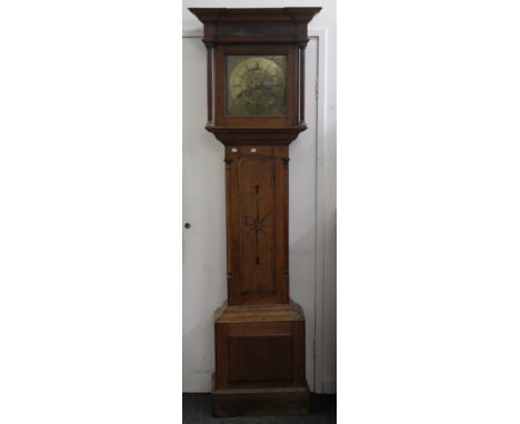 An 18th century oak-cased longcase clock with brass dial by William Terry of Yorkshire. 210 cm high.