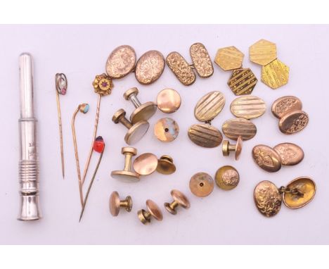 A quantity of various cufflinks, stick pins, etc.