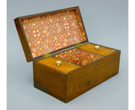 A 19th century mahogany tea caddy. 28.5 cms wide.