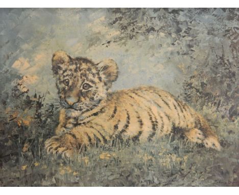 SILVIA DURAN (20th century) Spanish, Tiger Cub, print, framed.  50 x 39 cm. 