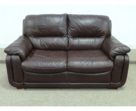 Two seat sofa (W150cm) and pair electric reclining armchairs in black leather