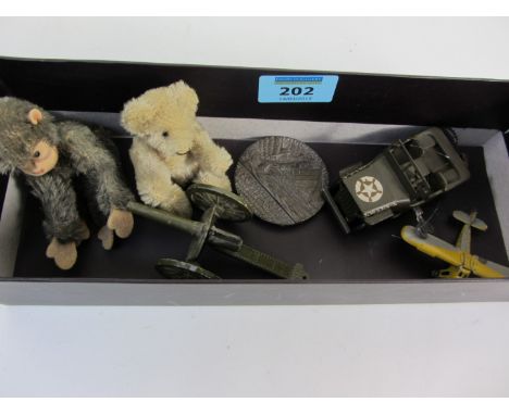 The "Lusitania" (German) Medal, Tri-ang clockwork Army Jeep, articulated monkey and bear etc