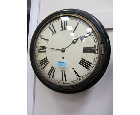 19th century mahogany cased wall clock with convex enamel dial with single fusee movement D36cm 