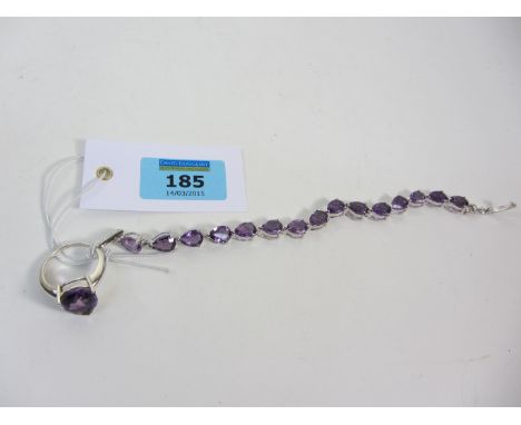 Amethyst bracelet and matching ring stamped 925