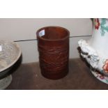 A Chinese bamboo brush pot