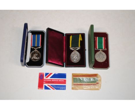 A Queen Elizabeth II TEM named to 23537109 Sargent J C Shepherd and a R Siggs in case with National Service Medal in case, a 