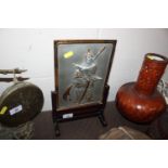 A Royal Selangor pewter kwan kung plaque on stand