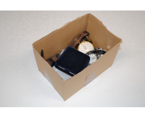 A box of wrist watches including Rotary Aqua Speed, a Timex 1854, Intelligent Quartz wrist watch, a Jaragar wrist watch, a Sm