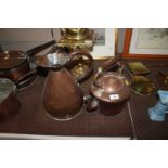 A copper one gallon measure and a copper & brass k