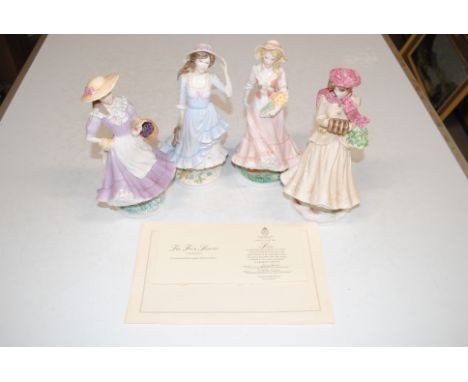 A set of four Royal Worcester limited edition figurines, the Four Seasons collection, Spring, Summer, Autumn and Winter each 