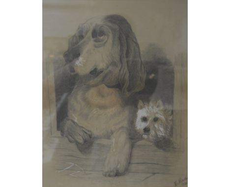 H. Morley, dog portrait, charcoal hightened with white, signed and dated 1824, 43cm x 33cm.