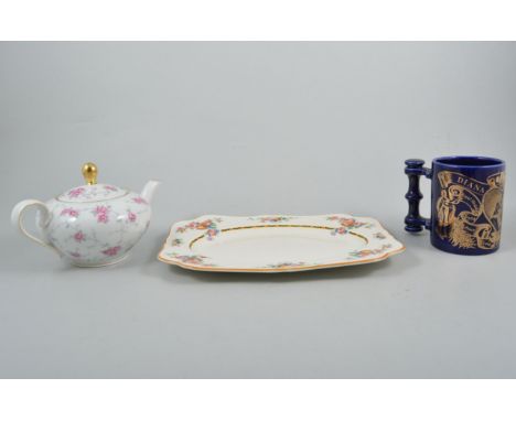 Royal Worcester coffee set, floral decoration; and a Staffordshire coffee set, together with comemmorative mugs and other chi