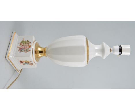 Bone china urn-shape lamp base, 70cm.