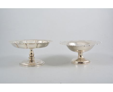 American sterling silver bon bon dish, pedestal form, the petaled rim, baluster column, circular base, marked Crighton Bros.,