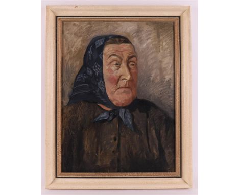Dutch school 20th century (meppel area) "Portrait of a woman", marouflé, h 45 x w 34.5 cm.