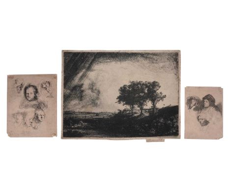 After Rembrandt Van Rijn(Dutch, 1609-1669)"The Three Trees"unsigned,print on laid paper, with later Strasbourg lily watermark