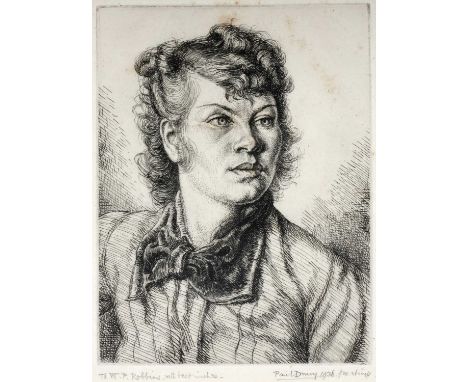 Alfred Paul Dalou Drury(1903-1987)Lady with a Bow-Necked Blouse,pencil signed and dated 1937 to the margin, dedicated to the 