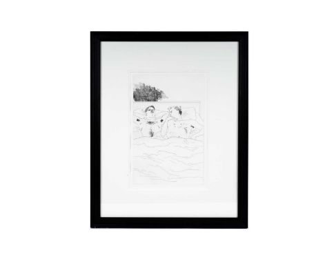 David Hockney(b.1937)"In The Dull Village" (1966), from the suite Homage to Greek poet C.P. Cavafy,unsigned,etching,35 x 22.5