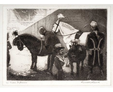 Russell Sidney Reeve(1875-1970)"Circus Performers",pencil signed and titled,aquatint etching, limited edition 2/10,plate 16.5