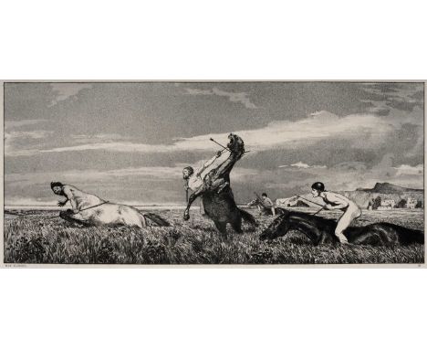 Max Klinger(1857-1920)Verfolger Centaur (Chased Centaur) 1881,signed in plate,etching and aquatint,plate 19.5 x 37.5cms, 47 x