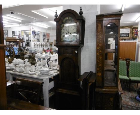 A 19TH CENTURY REGENCY PERIOD FLAME MAHOGANY CASED LONG CASE CLOCK, PAINTED DIAL MAKER S BAILEY NEWCASTLE, 54CMX220CM