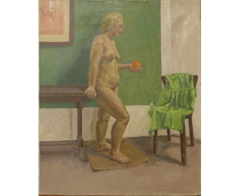 English School (1930's), studio portrait of a female nude, oil on canvas, 77 x 64cms, framed