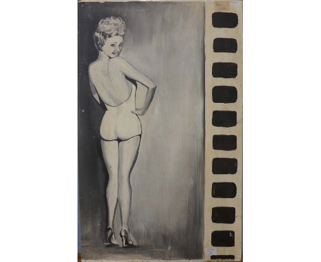 A 1950's portrait of Betty Grable, oil on board, 88 x 54cms