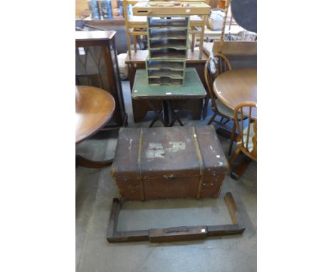 A steamer trunk, card table, table skittles, etc. (6)