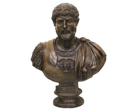 Sculpture of the Bust of Hadrian in lost-wax bronze. ADDITIONAL PHOTOS, INFORMATION OF THE LOT AND SHIPPING INFORMATION CAN B