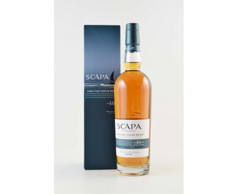 1x bottleScapa 'the' Orcadian Whisky. 16 year old. Single malt scotch. 70cl. NB: No longer available to buy on the market. 