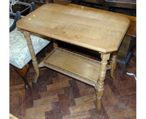 Victorian light oak two tier occasional table with canted corners. Unfortunately we are not doing condition reports on this s