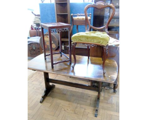 Ercol dining table 137x70cm, single Victorian parlour chair and oriental occasional table. Unfortunately we are not doing con