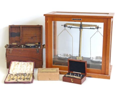 Griffin & George chemical scales electrical test meter and a case of six silver spoons. Unfortunately we are not doing condit