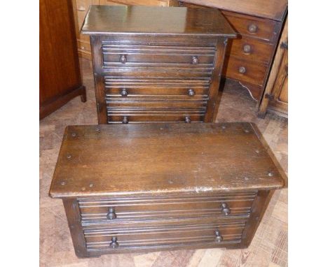 Ercol dark elm chest of three drawers and low chest of two drawers, Design No. 234Y Unfortunately we are not doing condition 