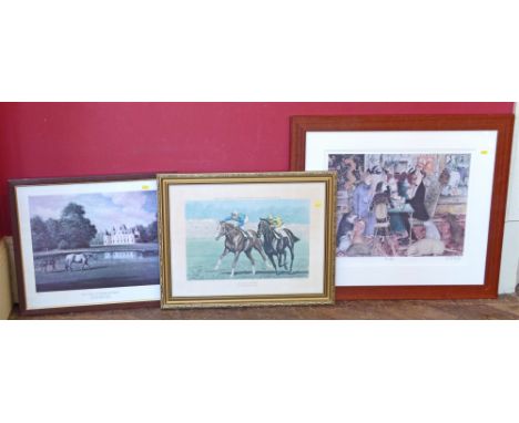 Sue Snape, 20th century- "Bridge" signed print and two more signed horse racing prints by Richard Stone-Reeves (3) Unfortunat