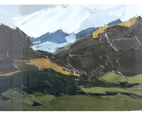 SIR KYFFIN WILLIAMS RA limited edition (90/250) print - Snowdonia mountainscape, signed in full, 21 x 23.5 ins (53 x 59 cms)