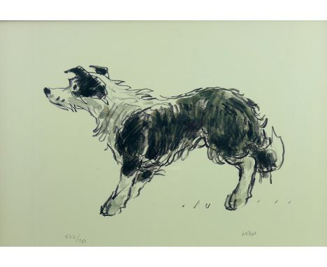SIR KYFFIN WILLIAMS RA limited edition (502/750) print - an alert standing sheepdog, signed with initials, 12.25 x 17 ins (31