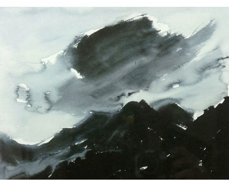 SIR KYFFIN WILLIAMS RA artist’s proof coloured print - stormy mountainscape, signed in full, 12.25 x 13.25 ins (31 x 34 cms)