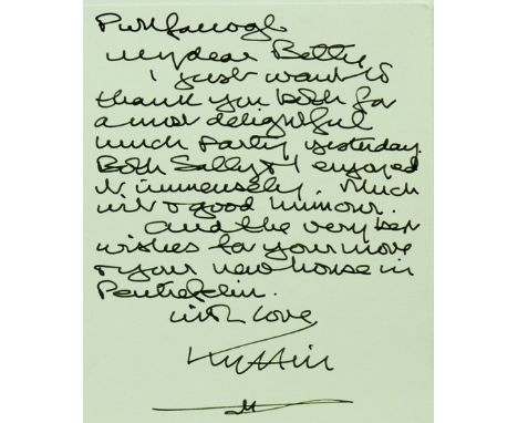 A letter from Sir Kyffin Williams to R S Thomas dated 14th September, 2000 offering Mr Thomas a catalogue for the artist’s ne