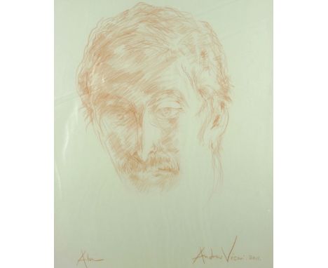 ANDREW VICARI pastel - portrait of the vendor ‘Alun’, signed and dated 2011, 18 x 15.25 ins (46 x 38.5 cms)