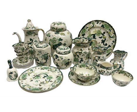 Masons 'Chartreuse' Ironstone ceramics, to include graduated set of three jugs, tea wares comprising teapot, teacups and sauc