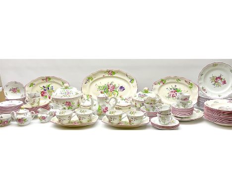 Matched Copeland Spode, Spode and French Luneville and Marlborough Sprays pattern dinner and tea wares, comprising two tureen