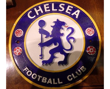 Cast iron Chelsea Football Club plaque, D: 20 cm. P&amp;P Group 1 (£14+VAT for the first lot and £1+VAT for subsequent lots) 