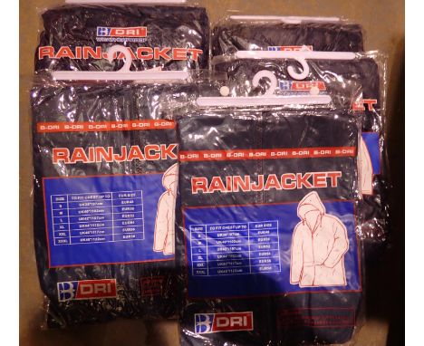 Five new old stock DRI rain jackets, sizes L - XL. P&amp;P Group 2 (£18+VAT for the first lot and £3+VAT for subsequent lots)